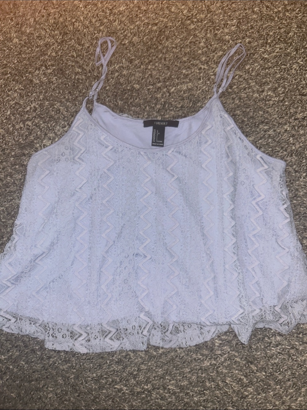 Forever 21 Lace Periwinkle Colored Zigzag Cami